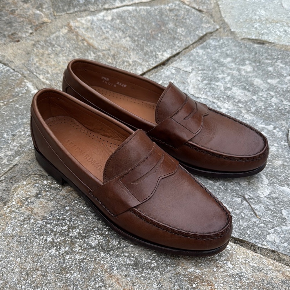 Allen Edmonds Cavanaugh Leather Dress Penny Loafers 9.5 D Coffee DISCONT(269N)